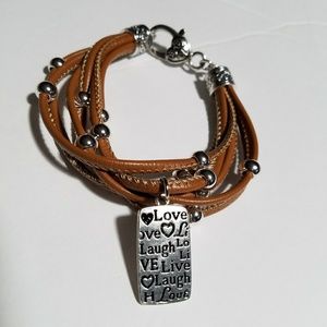 Faux Leather W/Silver Bead and Charm